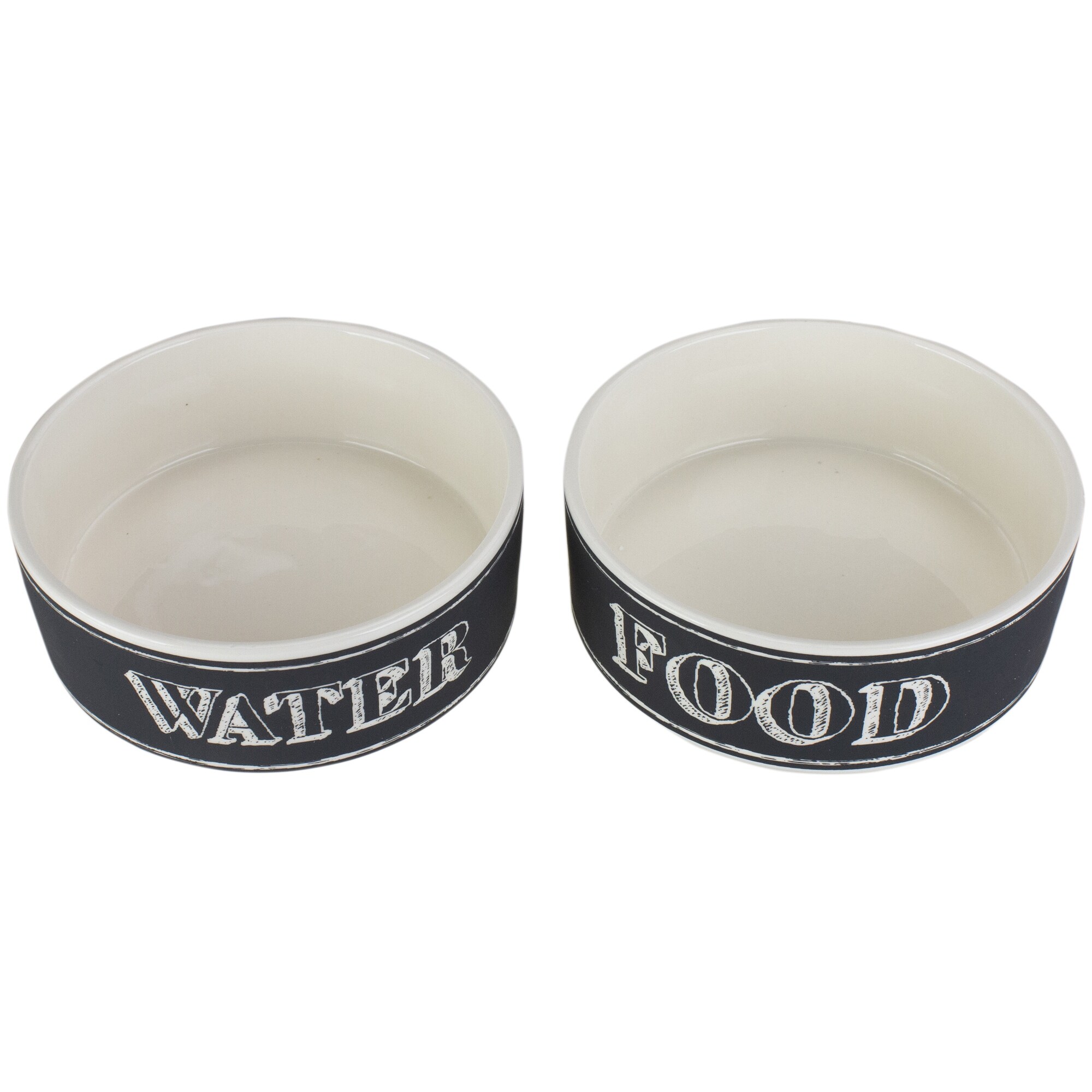 Shop Set Of 2 Black And White Pet Food And Water Bowls 6 Overstock 31715260