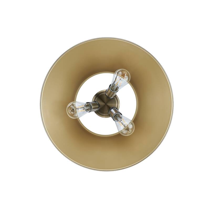 Yep by Golden Lighting Orwell 3-light Flush Mount in Aged Brass and Brushed Champagne Brass shade - Gold