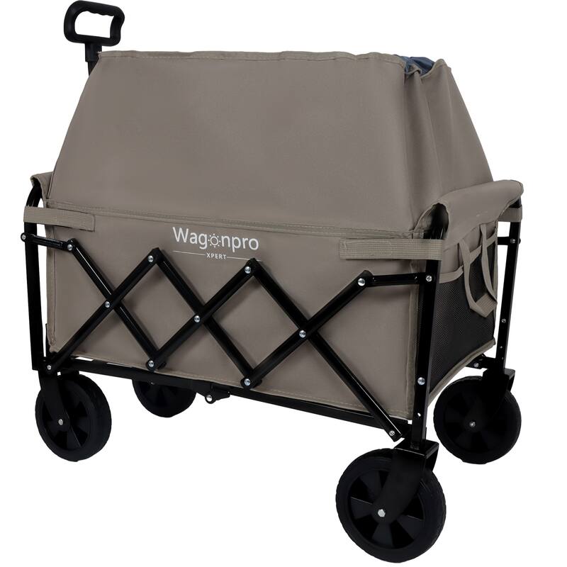 Expandable Dual-Layer Utility Wagon With 100% Extra Space - Grocery Cart For Camping,Supports 225lbs