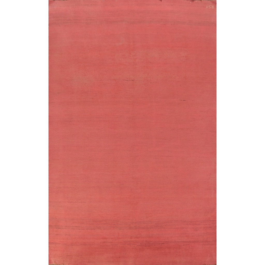 Pink Gabbeh Modern Area Rug Hand-Knotted Wool Carpet - 6'3" x 9'10"