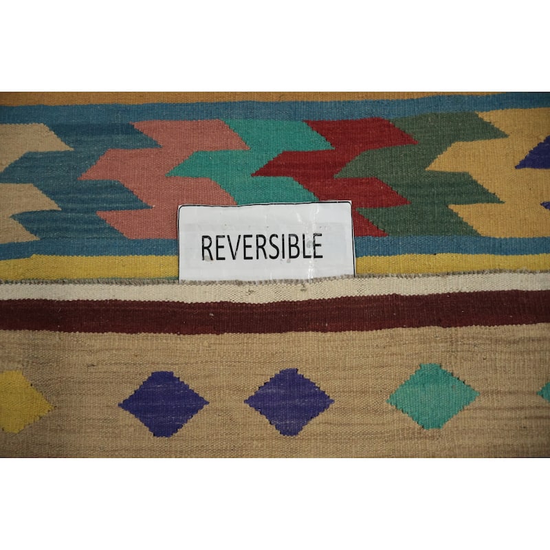Hand Woven Oriental 100% Wool Carpet Southwestern Tribal Multi-Colored Kilim Area Rug - 13' 5'' X 9' 4''