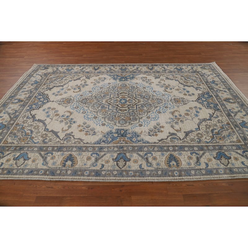 Traditional Tabriz Persian Vintage Rug Handmade Wool Carpet - 6'5" x 9'3"