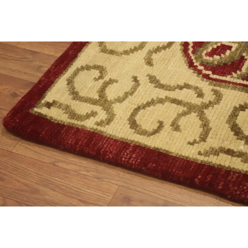 Red Floral Indian Area Rug 6x10 - 9' 8'' X 6' 4''