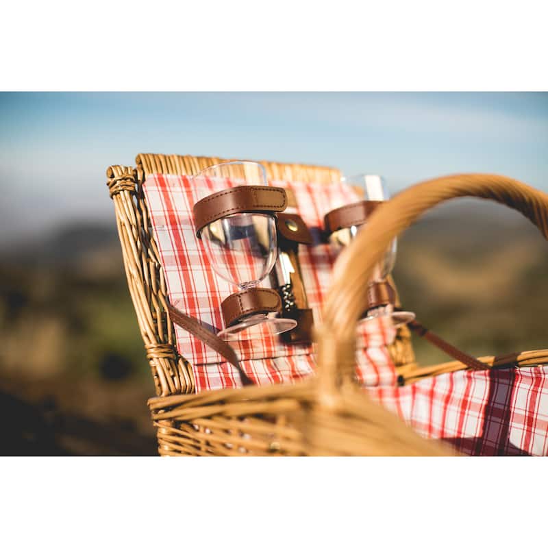 Picnic Time Piccadilly Picnic Basket, (Red & White Plaid Pattern) - N/A