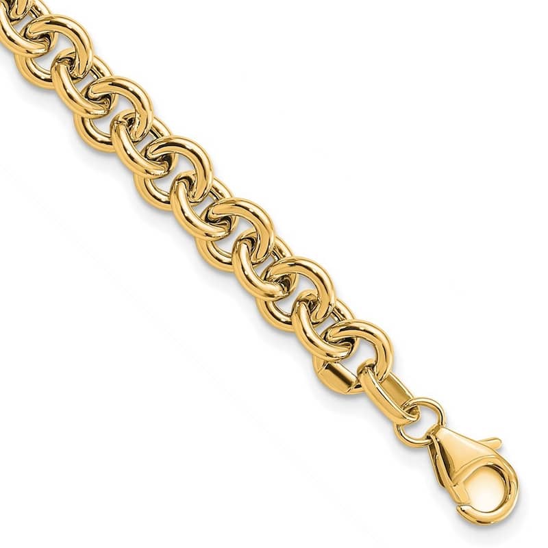 Curata 14k Yellow Gold Polished Fancy 6.5mm Rolo Link Bracelet 7.75 Inch
