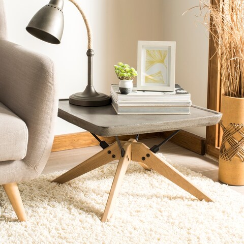 SAFAVIEH Outdoor Living Delartin Modern Dark Grey Coffee Table - 22.1" x 22.1" x 14.6"