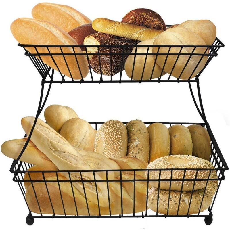 Sorbus Metal Basket, 2 Tier Countertop Rack, for Bathroom, Countertop, Household Items, Kitchen Storage Organizer