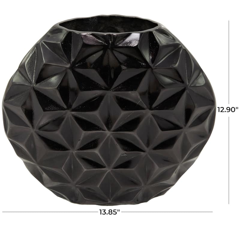 CosmoLiving by Cosmopolitan Aluminum Metal Faceted Geometric Vase - Black, Silver, Gold