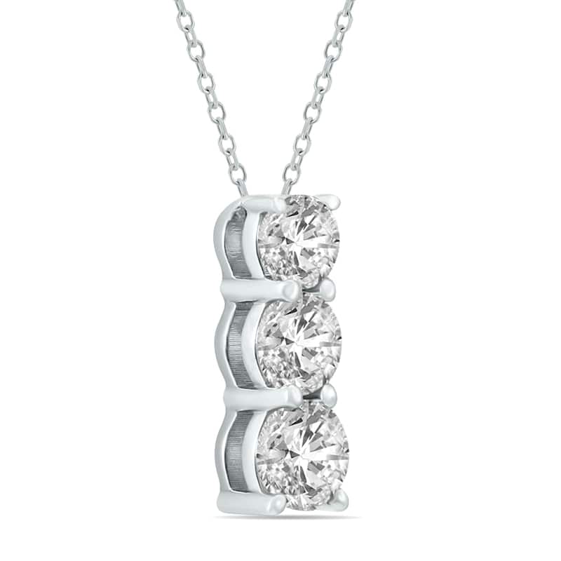 Marquee Certified 1 Carat TW Three Stone Diamond Pendant in 14K White Gold