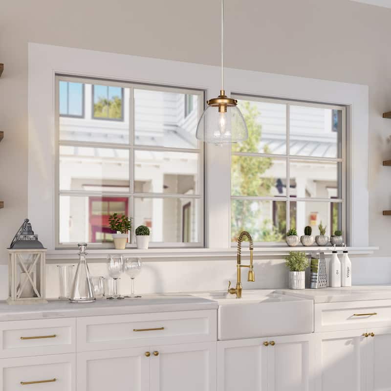 Modern Seeded Glass Mini Pendant Lights Brass Gold Kitchen Island Ceiling Lights