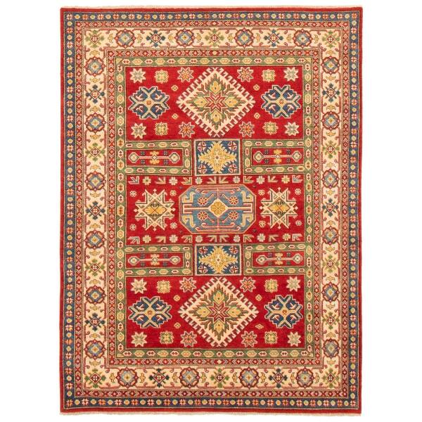 eCarpet Gallery Area Rug for Living Room Hand-Knotted Wool Rug Bedroom Bold and Colorful Bordered Red Kilim 4'2 x 6'6 346280 eCarpet Gallery Area Rug for Living Room Hand-Knotted Wool Rug Bedroom Bold and Colorful Bordered Red Kilim 4'2 x 6'6 346280