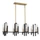 preview thumbnail 2 of 3, Midland 8-Light Linear Chandelier in Matte Black with Warm Brass Accents
