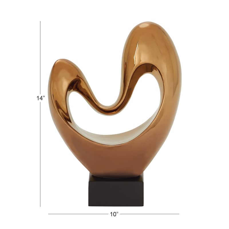 Polystone Abstract Heart Decorative Sculpture with Black Base - Silver, Copper - Roche River Decor