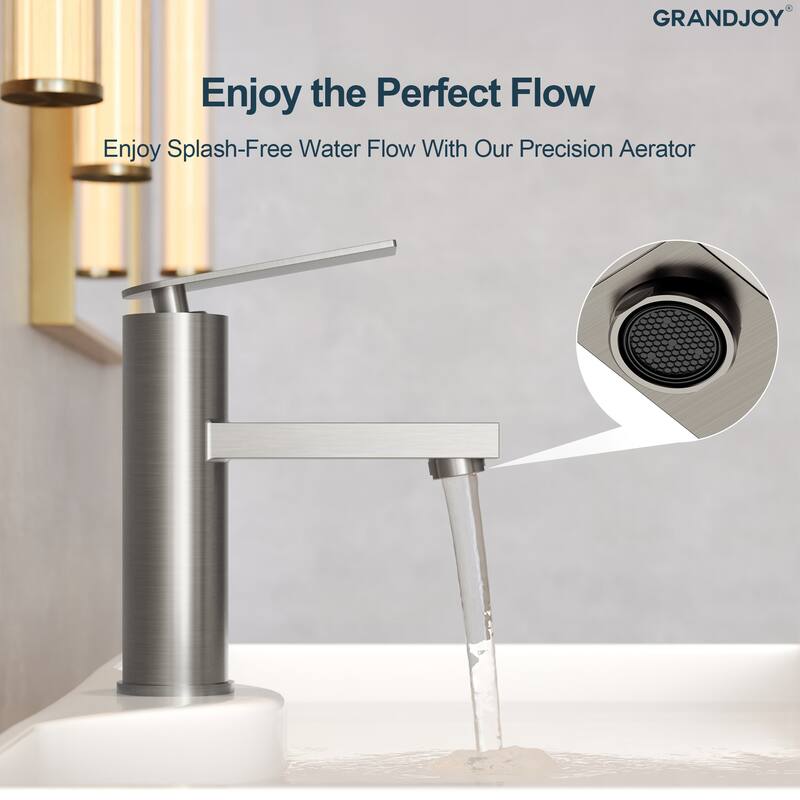 GRANDJOY 2-Pack Modern Single Handle Bathroom Vanity Faucet, Single-Hole Installation