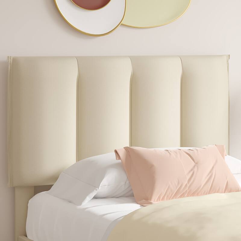 VECELO Set of 2 Kids Bed Frame with Storage Drawer Height Adjustable Upholstered Bed Twin Size Bed