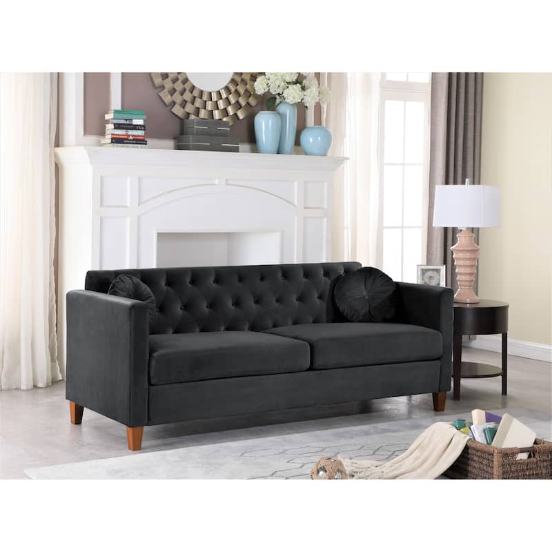 Lory Kitts Classic Velvet Chesterfield Sofa - Black