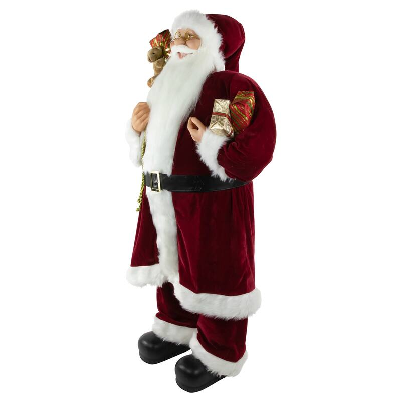 Standing Santa with Presents and Gift Bag Christmas Decoration - 48"