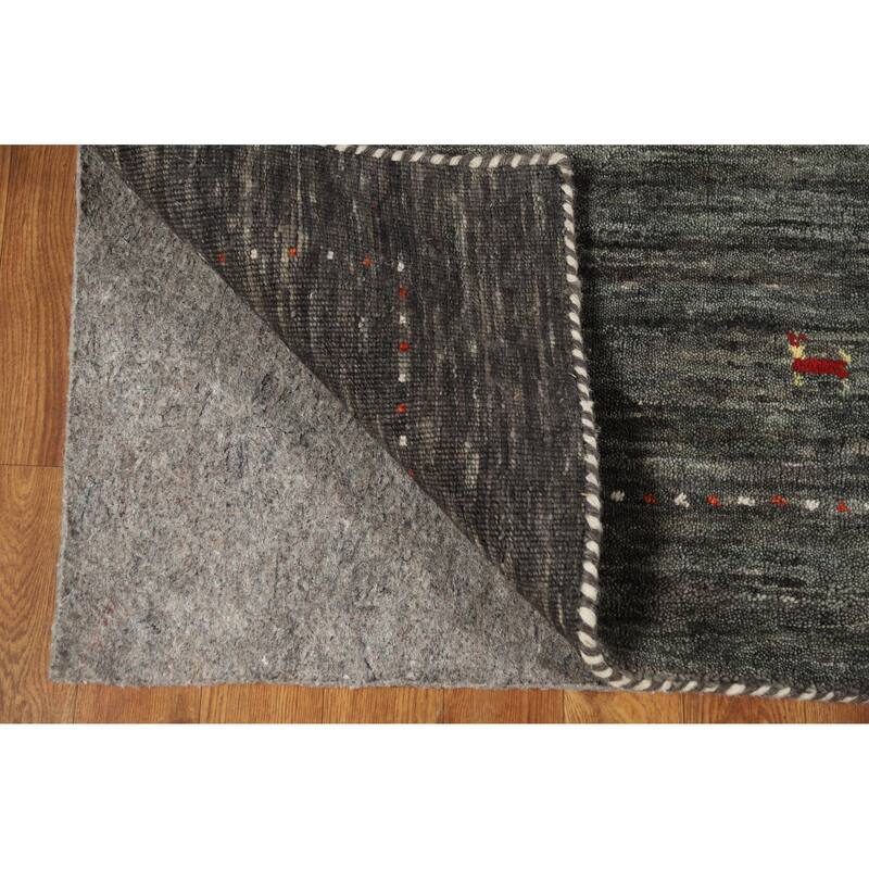 Oriental Grey Tribal Gabbeh Indian Rug Hand-Knotted Wool Carpet - 2'6" x 5'6"