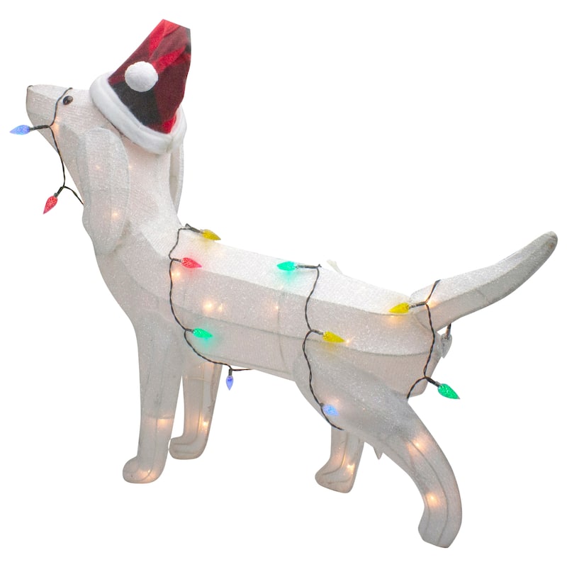 32" LED Lighted Dachshund Dog in Santa Hat Outdoor Christmas Decoration