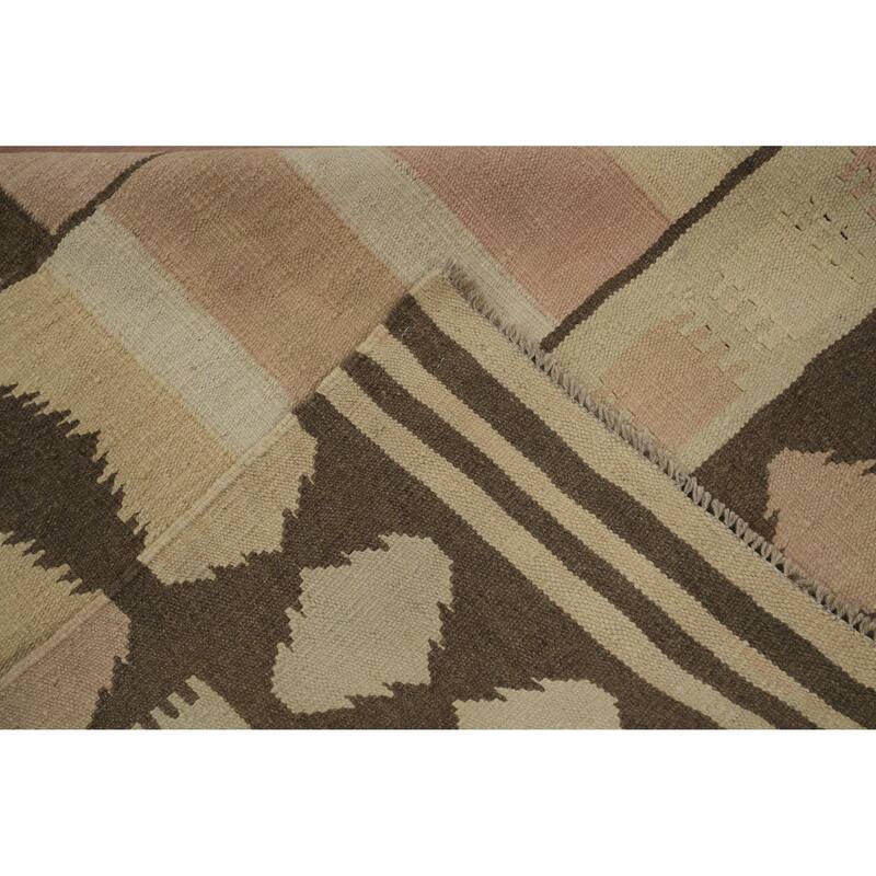 Hand Woven Oriental 100% Wool Carpet Southwestern Tribal Multi-Colored Kilim Area Rug - 9' 11'' X 6' 8''