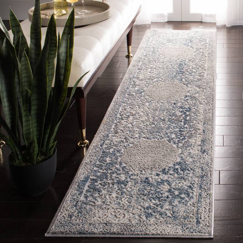 SAFAVIEH Invista Sharleen Contemporary Abstract Rug - 2' x 8' Runner - Grey/Blue