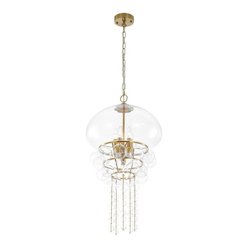 Sculptural Jellyfish 6-Light Clear Glass Globe Tassel Pendant Light