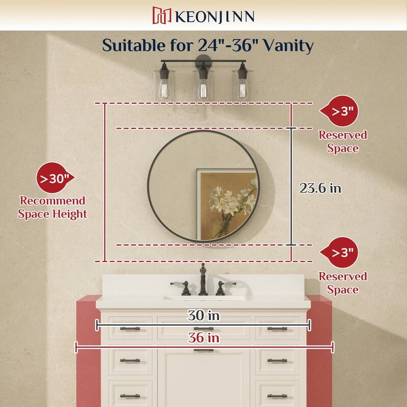 Keonjinn Round Framed Bathroom Wall Mirrors