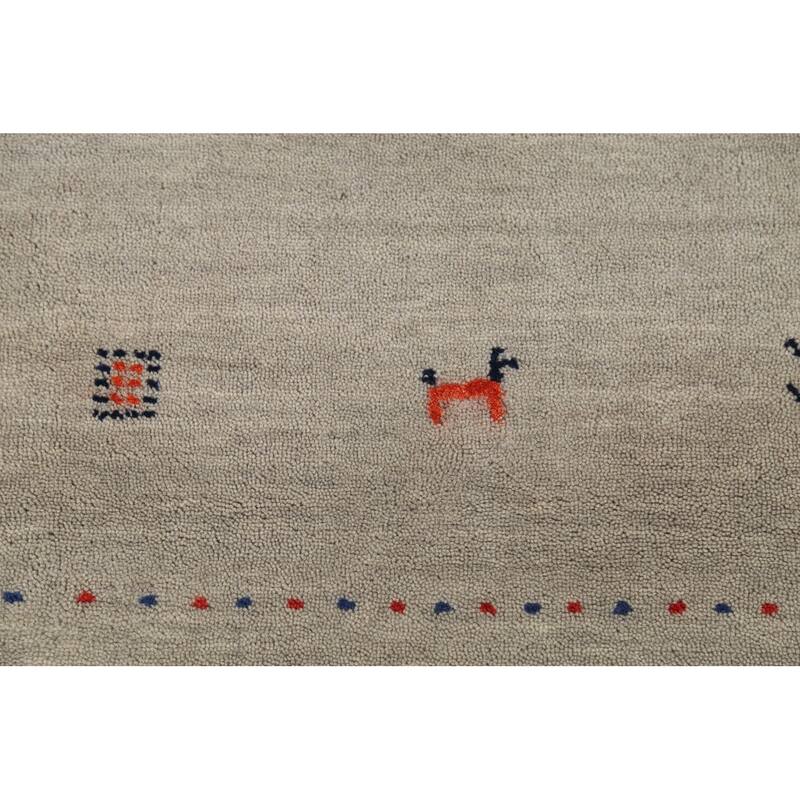 Gabbeh Indian Accent Rug Handmade Oriental Beige Wool Carpet - 3'11"x 5'9"