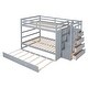 preview thumbnail 35 of 46, Solid Wood Bunkbed Frame with Trundle, Storage Stairs and Guardrail