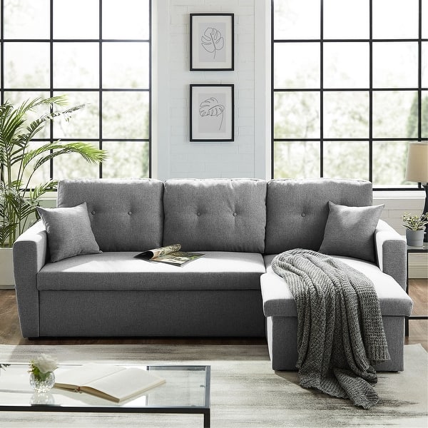 86 6 Reversible Sofa Bed With Storage Sleeper Sectional Couch Overstock 30684501