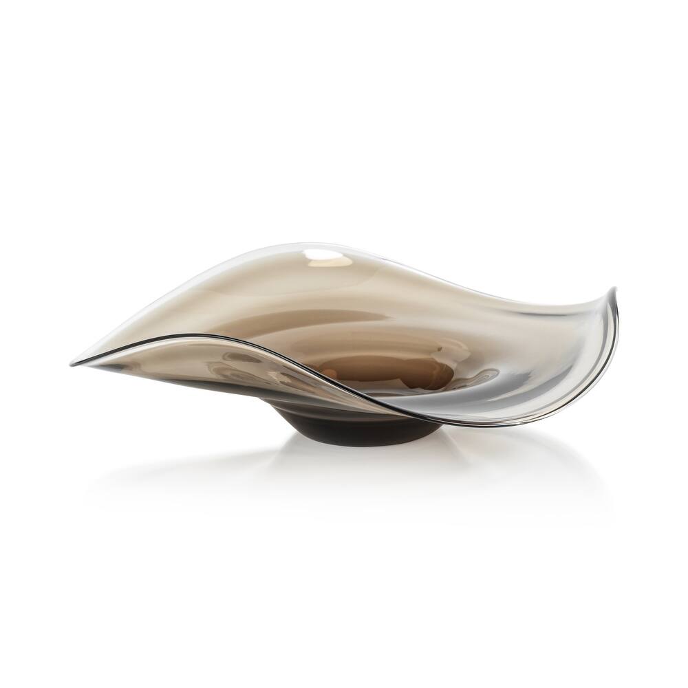 Vellerti Taupe Wave Glass Bowl