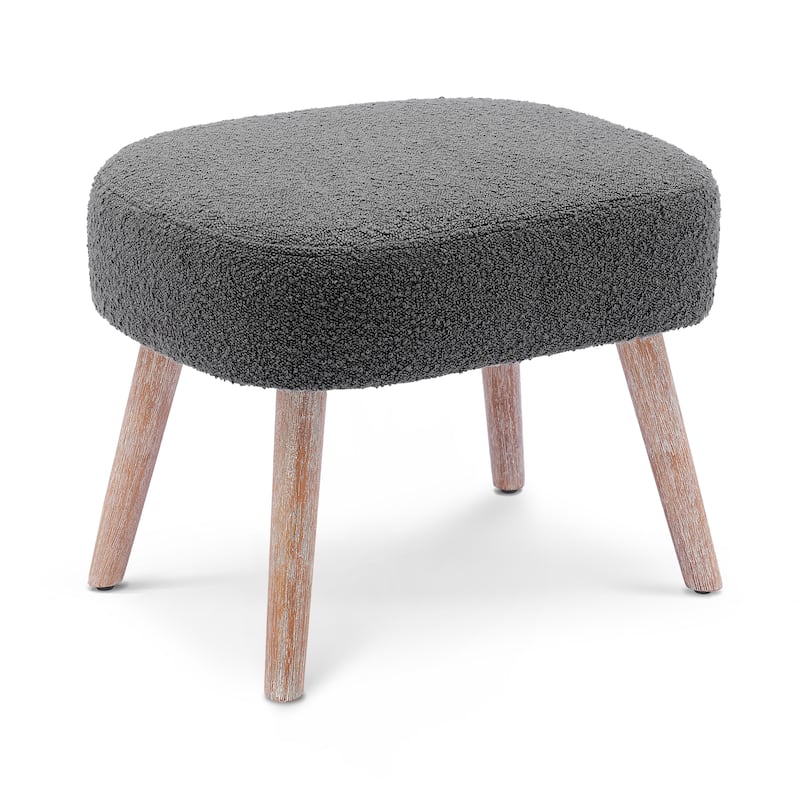 Boucle Polyester Upholstered Ottoman - Stain Resistant