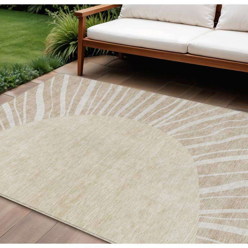 HomeRoots Abstract Transitional Rectangle Outdoor Rug - 10' X 14'