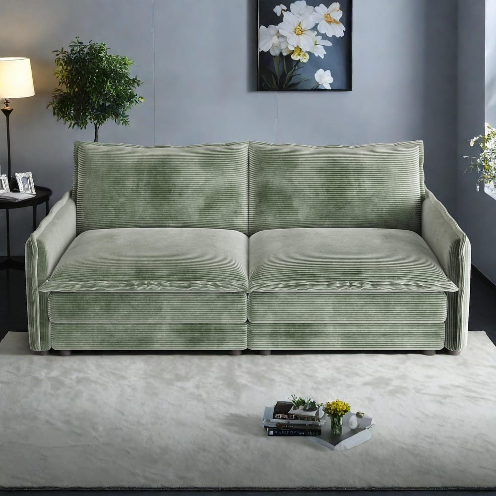 75" Corduroy 2-Seater Sofa Deep Seat with Sofa with 2 Pillow for Living Room