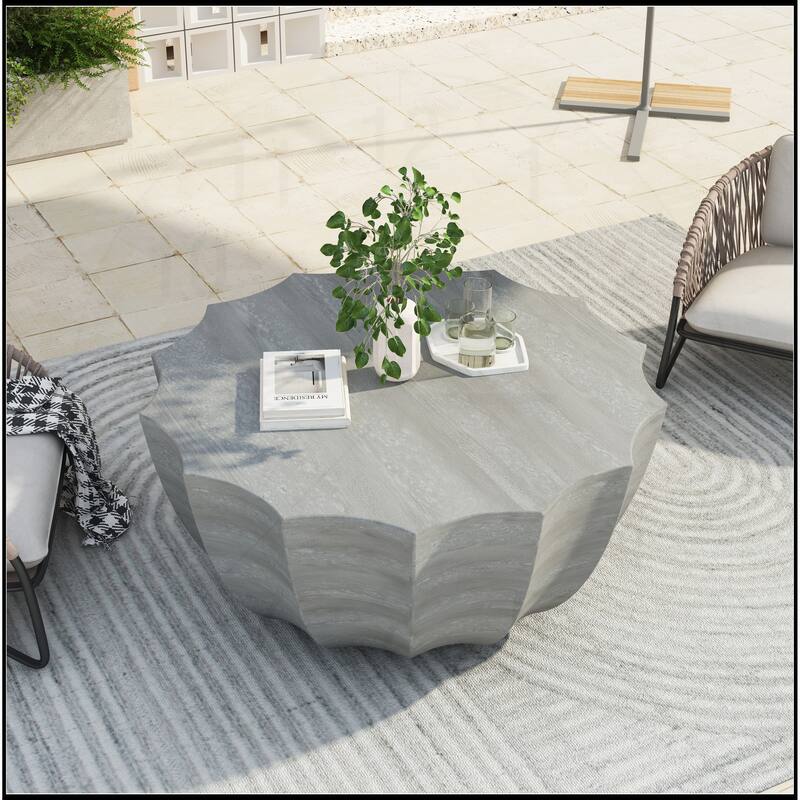 Outdoor and Indoor Waterproof Coffee Table - 35.43" - Marble white