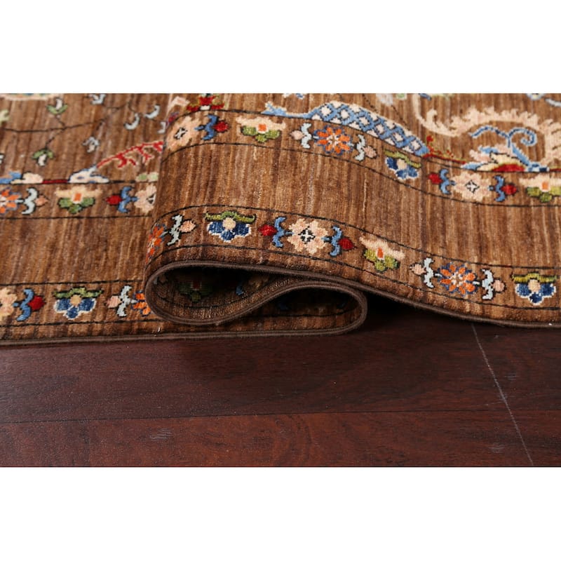 Vegetable Dye Floral Ziegler Oriental Area Rug Wool Handmade Carpet - 5'0" x 6'7"