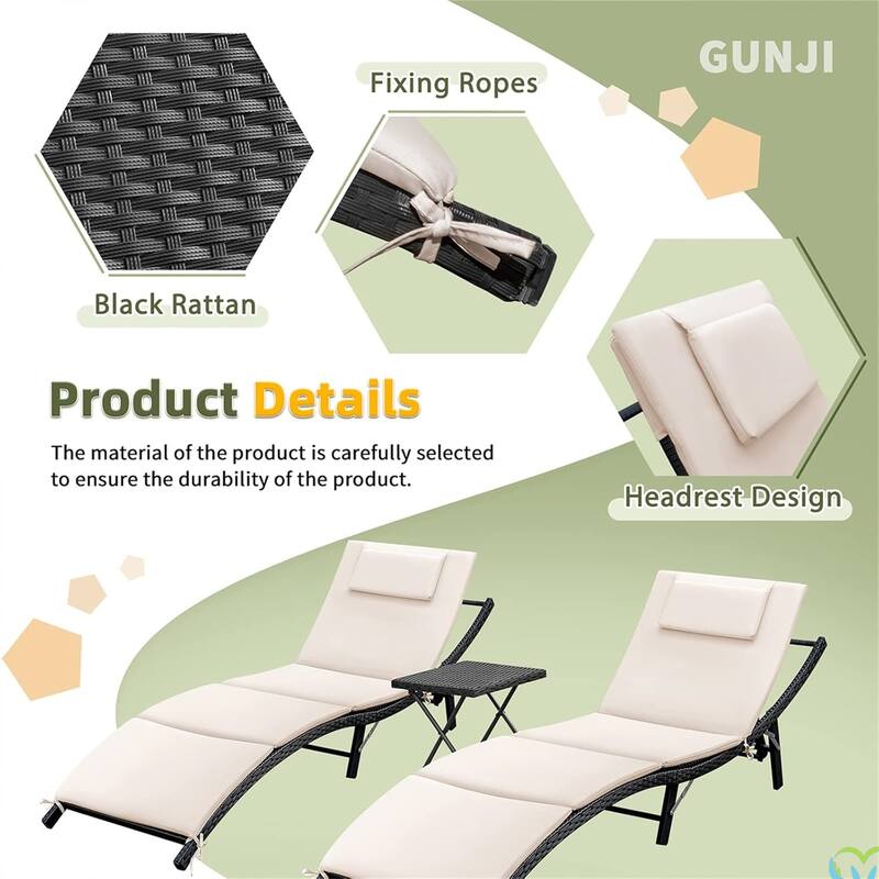 Lounge Chairs for Outside 3 Pieces Patio