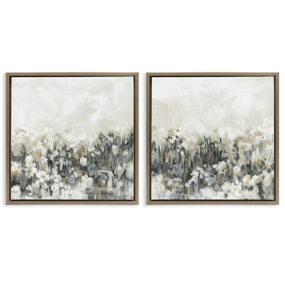 Stupell Brushed Flower Meadow Impressions Framed Floater Canvas Wall Art Design By June Erica Vess (Set of 2)