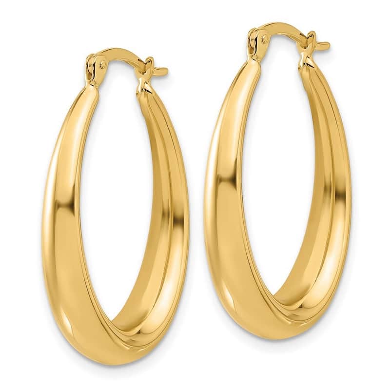 Curata 14k Yellow Gold Polished Oval Hoop Earrings - 29x19.74mm