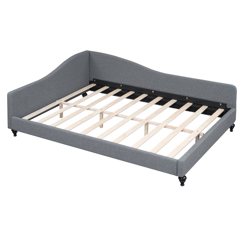 L-Shaped Linen Daybed,with Solid Wood Legs