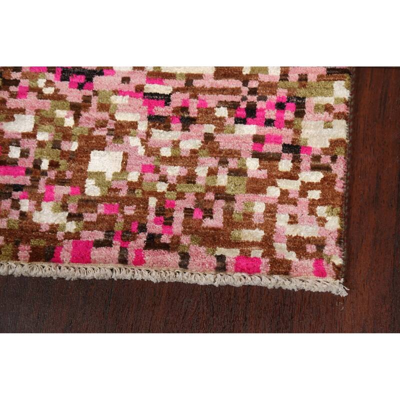 Wool/ Silk Artistic Modern Abstract Oriental Runner Rug Hand-knotted - 2'8" x 10'0"