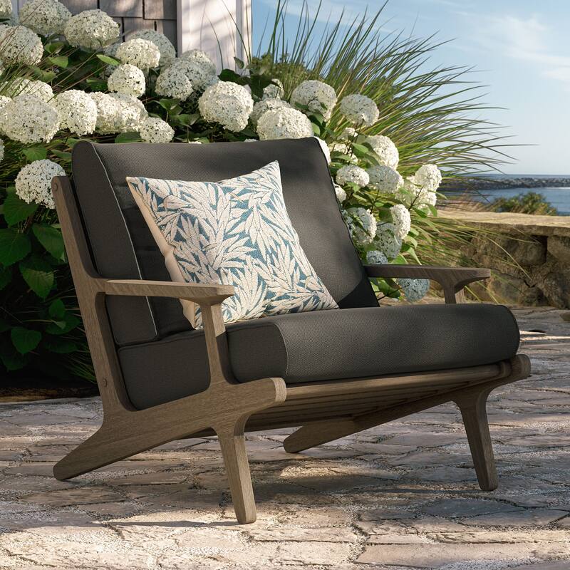 Saratoga Outdoor Patio Teak Wood Armchair - Flint Gray