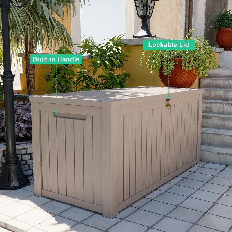 Momei 180 Gallons Large Resin Water Resistant Patio Storage Box