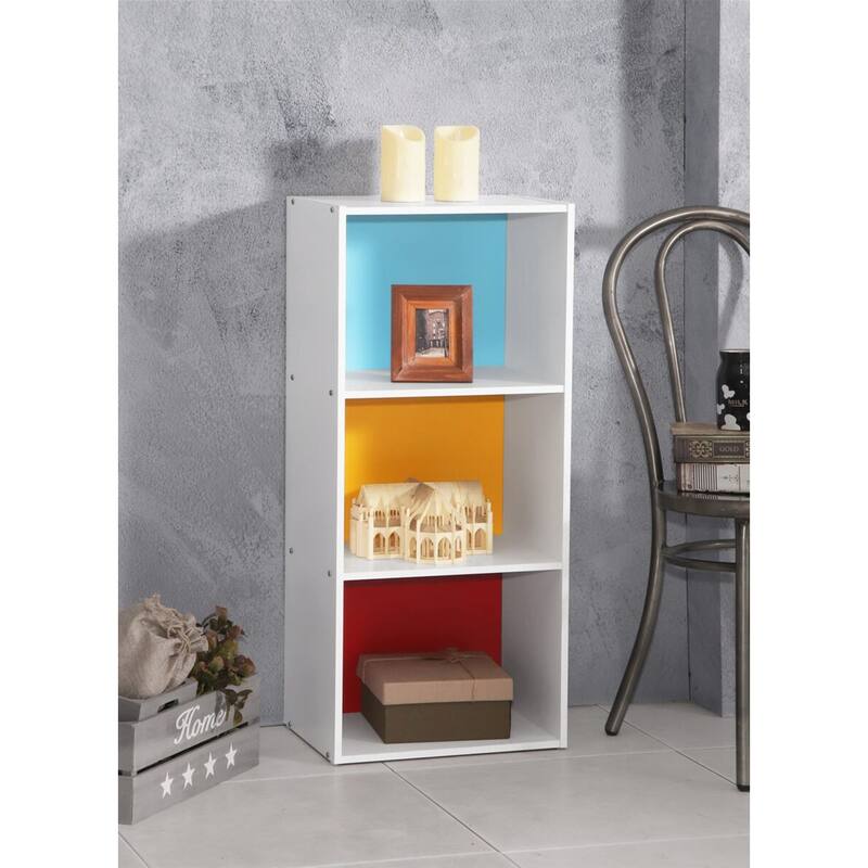 Hodedah Home Decorative 3-Shelf Bookcase - Rainbow - 11.8"Lx15.9"Wx35.7"H