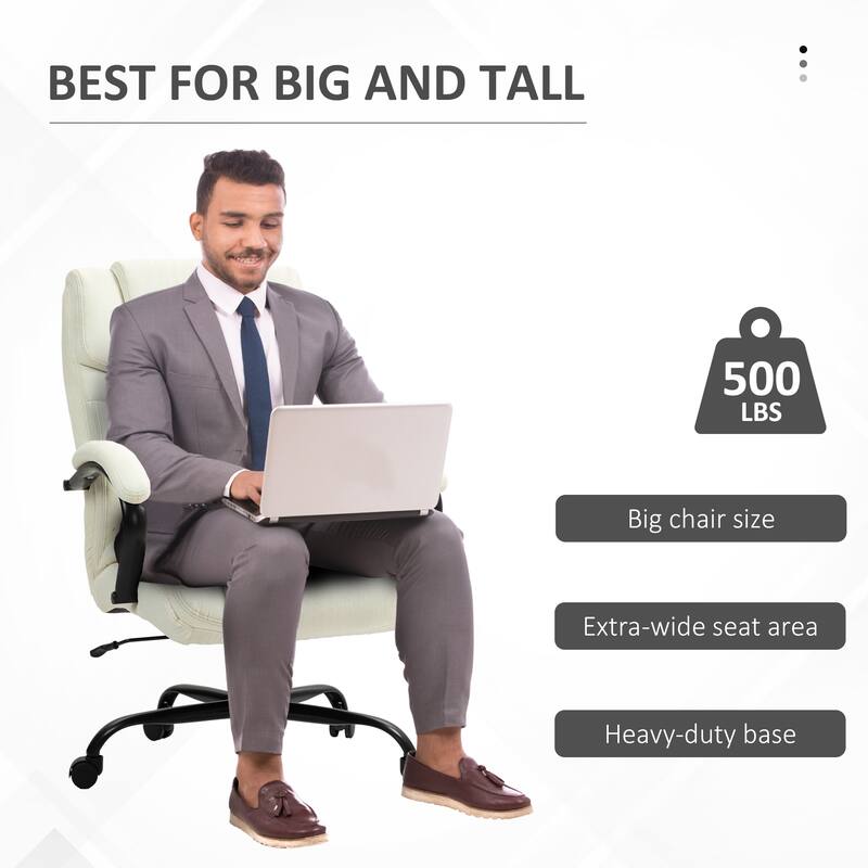 Vinsetto 500lbs Big and Tall Office Chair with Wide Seat, Executive Computer Chair with Adjustable Height