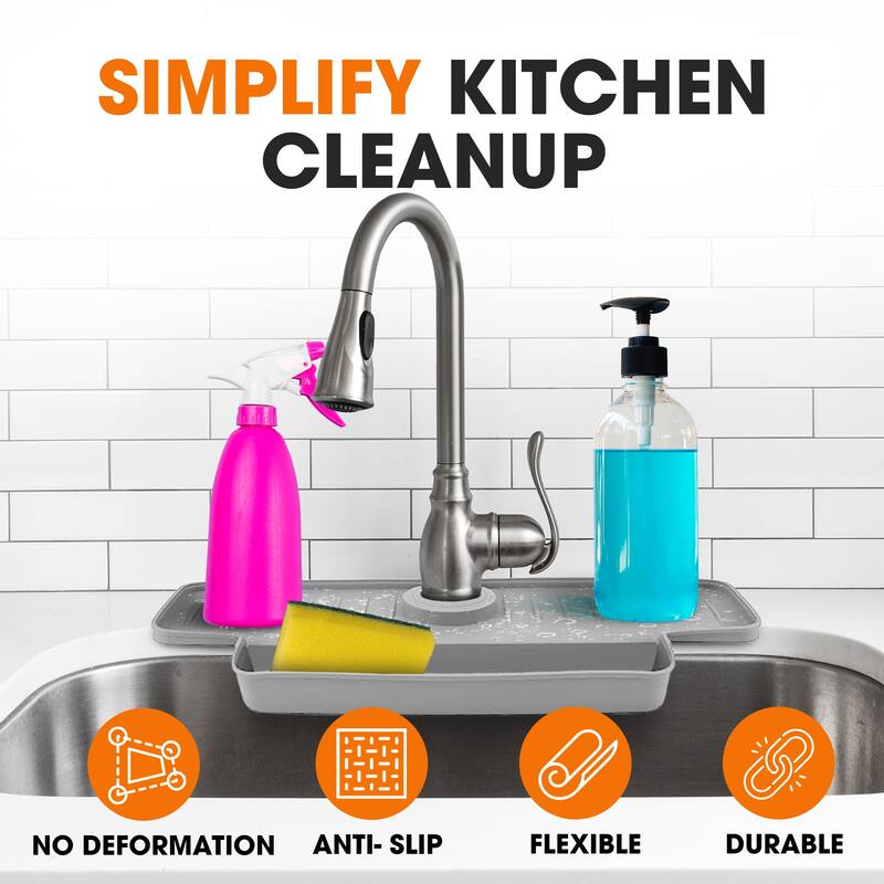Cheer Collection Silicone Sink Splash Guard and Non-Slip Soap Holder