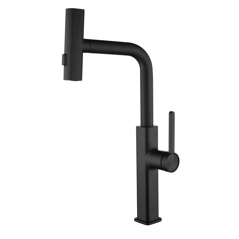 Modern 180 Degree Swivel Single Handle Kitchen Faucet with Pull Down Sprayer 3-Function Mode - Matte Black