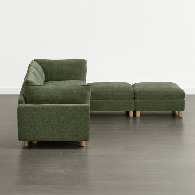 Spruce & Spring Modular Cloud Couch Sofa with Wood Legs for Living Room