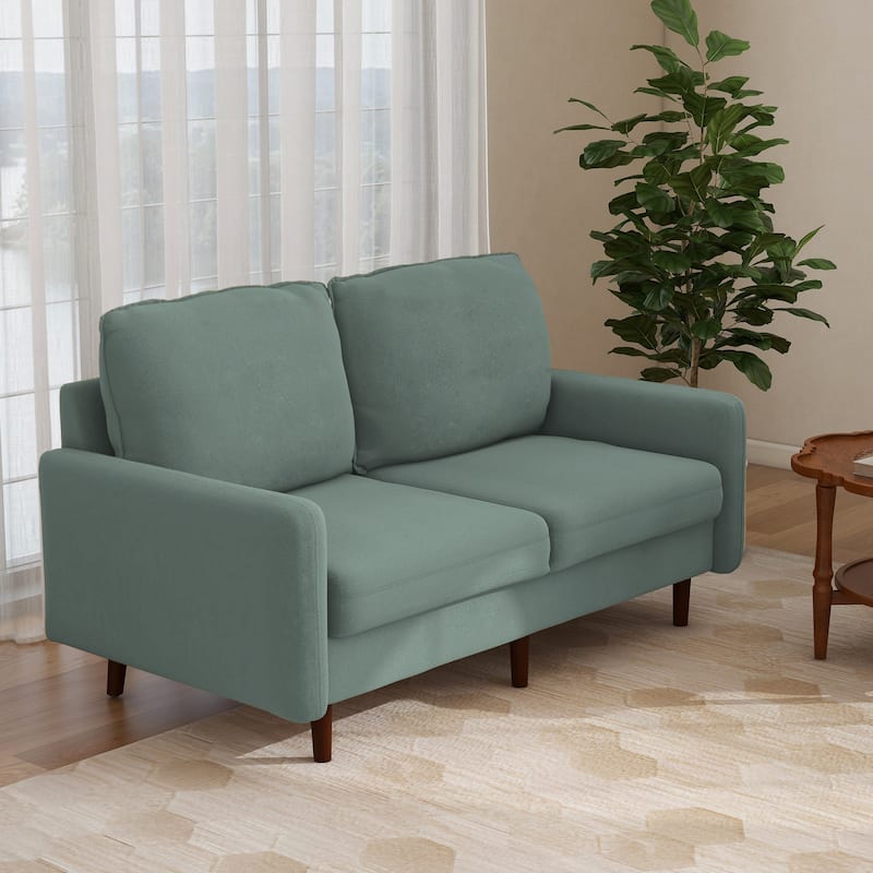 Velvet Loveseat Sofa With Wood Legs
