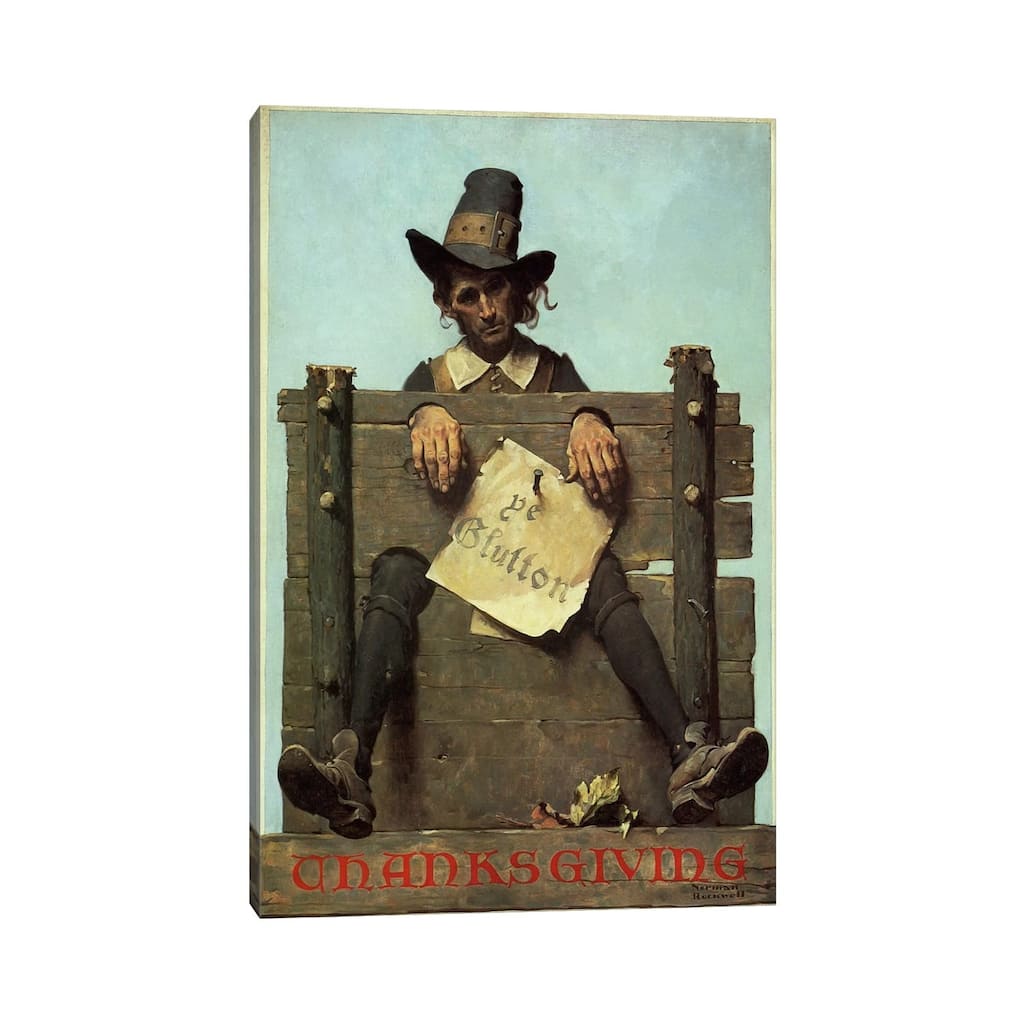 iCanvas "Thanksgiving-Ye Glutton" by Norman Rockwell Canvas Print